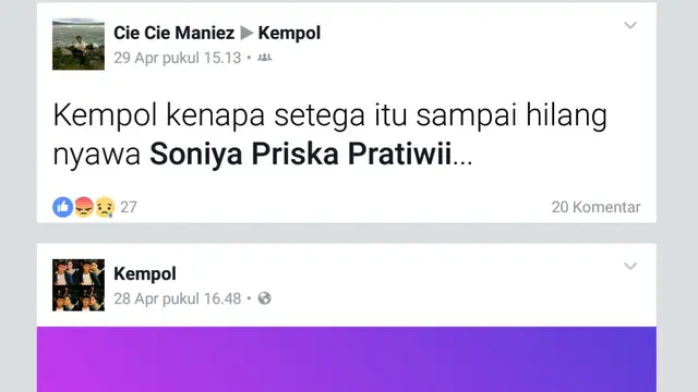 Postingan terakhir tersangka satu hari sebelum membunuh kekasihnya (Liputan6.com/Nefri Inge)