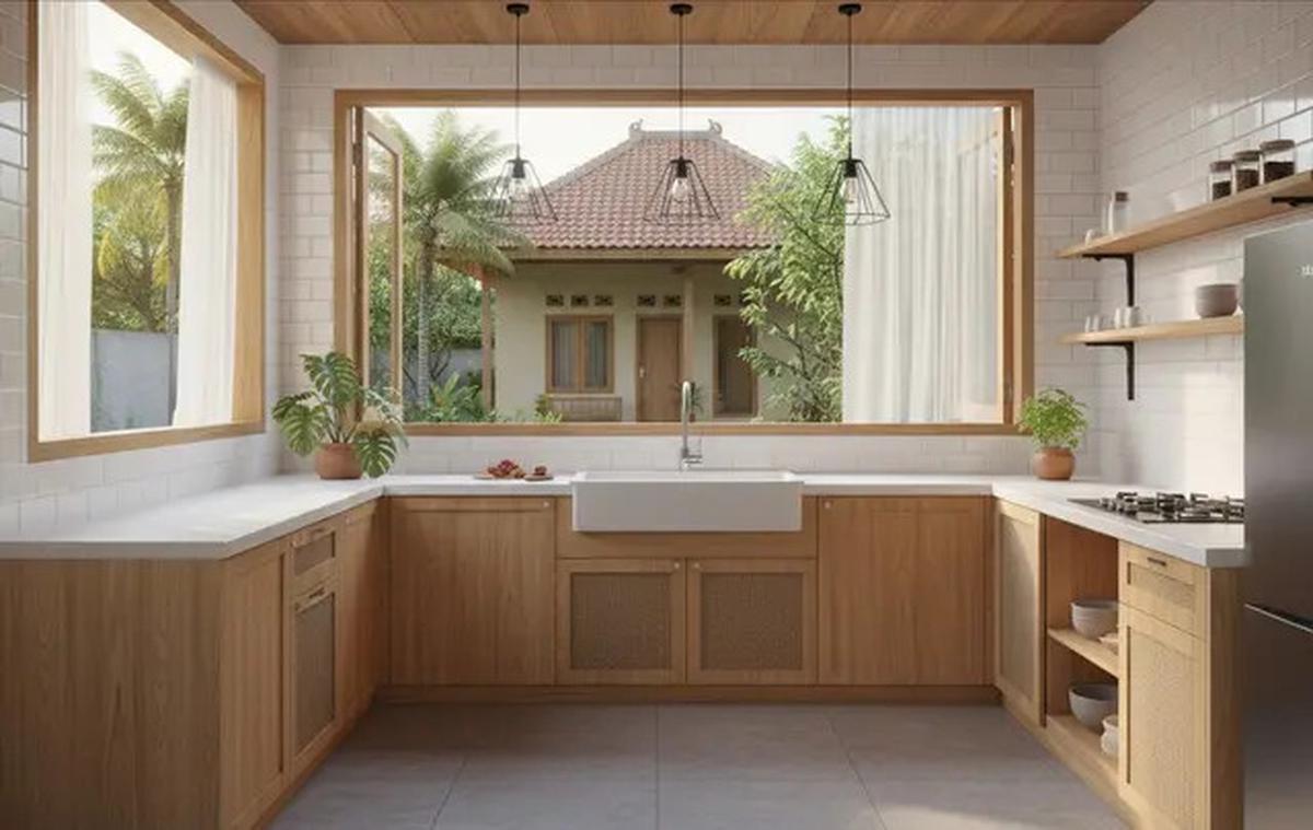 7 Desain Dapur Kecil Ala Tropis dengan Nuansa Kayu untuk Rumah Desa yang Hangat, Natural dan Bikin Betah Masak
