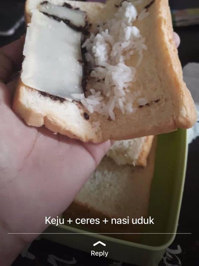 6 Potret Absurd Makan Roti Pakai Nasi Ini Bikin Geleng Kepala