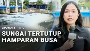 Sungai Tertutup Hamparan Busa