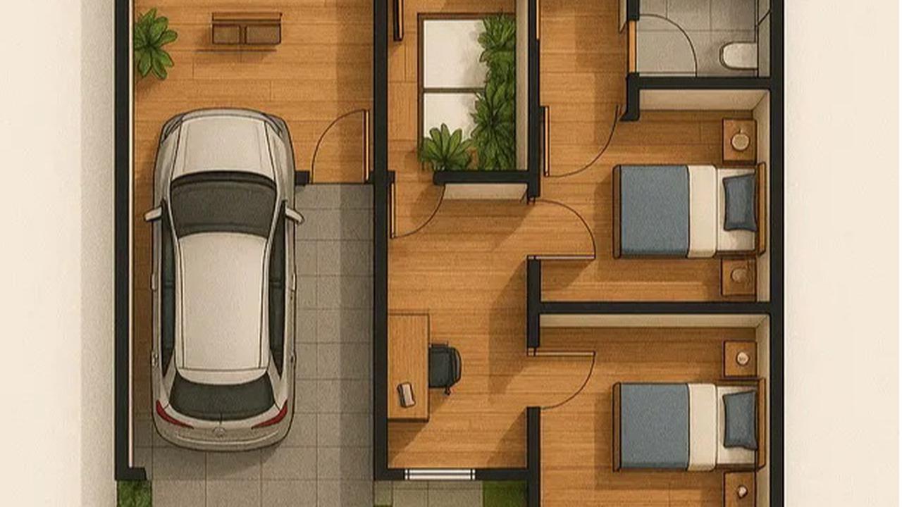 denah rumah mewah ukuran 8x15 / AI Image