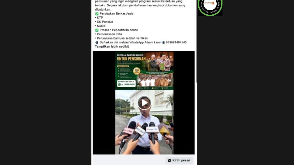 Hoaks Video Bantuan Dana Pensiunan Gunakan AI Marak Beredar, Simak Faktanya