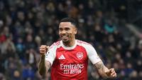 Pemain Arsenal, Gabriel Jesus, merayakan gol kedua timnya dalam pertandingan Liga Champions melawan Inter Milan, Rabu (21/1/2026). (AP Photo/Luca Bruno)