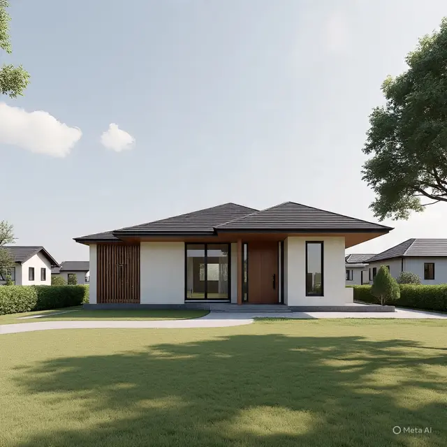 Desain Rumah Tipe 45 di Tanah Lebar Konsep Modern Sederhana