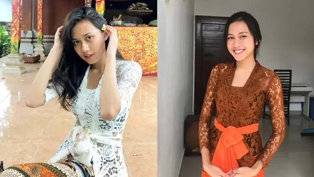Ratih Pradnyaswari terlihat cantik dan anggun saat mengenakan kebaya.