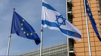 Bendera Israel dan Uni Eropa. Dok: Akun X Presiden Komisi Eropa Ursula von der Leyen @vonderleyen