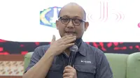 Penyidik senior KPK, Novel Baswedan saat menjadi pembicara pada Gathering Nasional Turuntangan di Jakarta, Sabtu (9/11/2019). Acara diisi dengan diskusi bertema Inspiring Talks Dedikasi Untuk Negeri. (Liputan6.com/Helmi Fithriansyah)