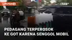 Kejadian berlangsung di depan SMKN 3 Yogyakarta, Senin sore (05/01/2024). Pedagang es batu menyenggol mobil saat hendak jalan akibat jalanan licin