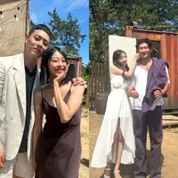 Jadi pasangan pertama yang keluar dari pulau &lsquo;neraka&rsquo;, begini penampilan serasi Jin Seok dan Min Young dengan busana berwarna putih. [@my_floria_]