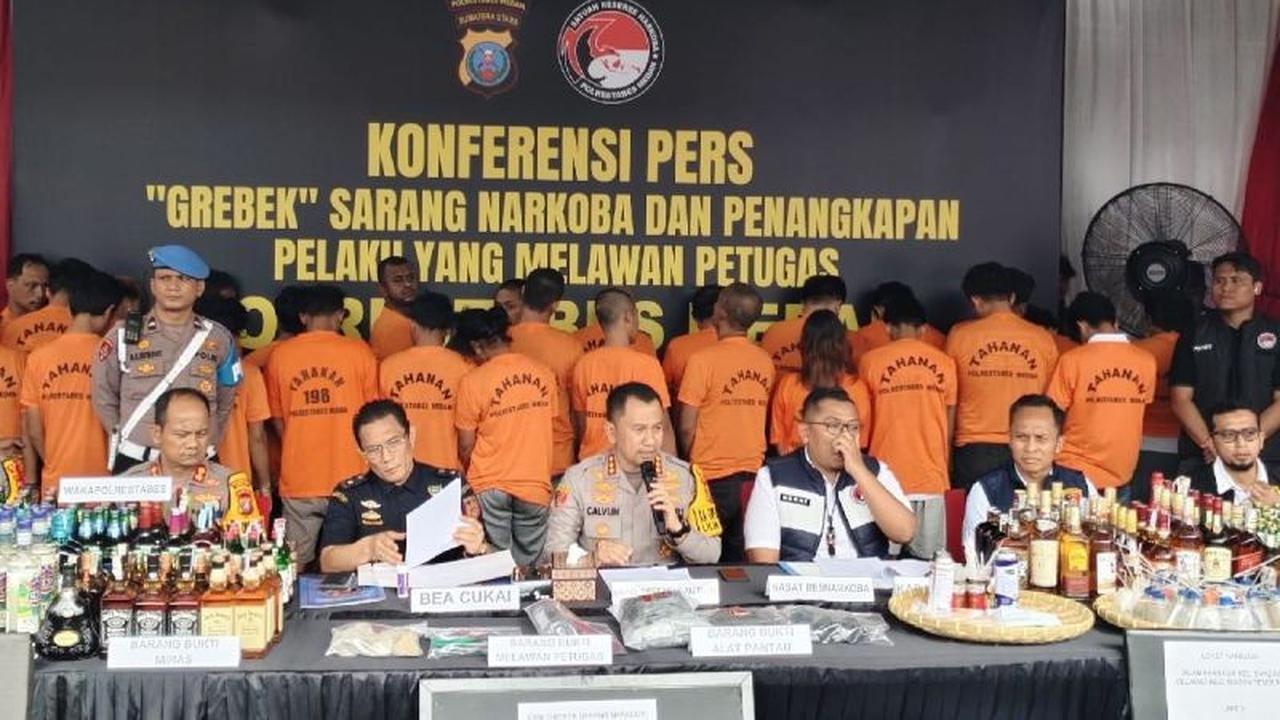 Polrestabes Medan Ungkap Kasus Narkoba, 34 Tersangka Dibekuk dalam 72 Hari Operasi