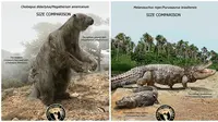 Ini ilustrasi perbedaan ukuran hewan purba vs kini, beda banget! (Sumber: Boredpanda)