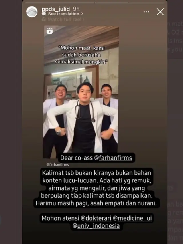 Jerome Polin kembali dikritik karena kontennya memakai seragam dokter