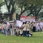 Persiapan parade bakal capres-cawapres Prabowo Subianto dan Gibran Rakabuming Raka dilakukan di Taman Suropati, Menteng, Jakarta Pusat (Jakpus). (Liputan6.com/Rifqi Alief Abiyya)