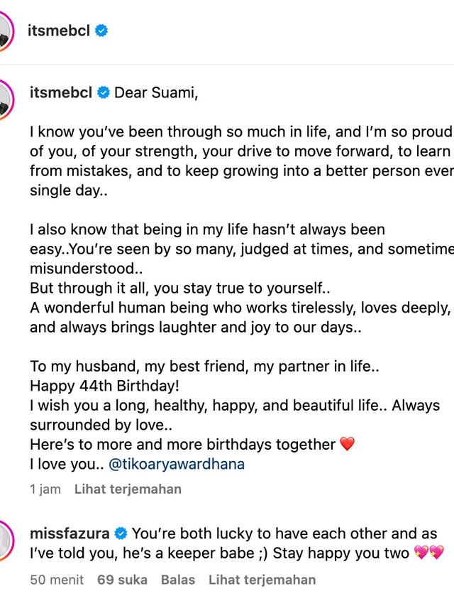 Unggahan BCL. (Foto: Dok. Instagram @itsmebcl)