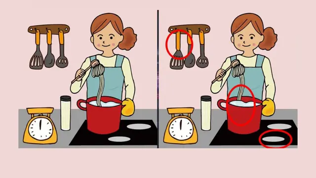 Teka-teki cari perbedaan perempuan memasak.