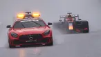 Formula 1 GP Belgia diwarnai bendera merah akibat sejumlah pembalap mengeluhkan jarak pandang yang terbatas dan adanya genangan yang membuat traksi hilang saat putaran pemanasan. (Foto: AFP/Kenzo Tribouilla)