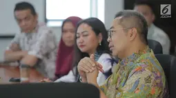Sekretaris SCM Gilang Iskandar saat beraudensi dengan Kementerian Keuangan di Gedung Djuanda 1, Jakarta, Selasa (1/10/2019). Pertemuan tersebut membahas kerja sama di bidang sektor media. (Liputan6.com/Faizal Fanani)