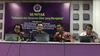 Seminar bertajuk "Indonesia dan Ancaman Siber yang Merajalela" mengulas seputar penipuan siber yang terjadi di Indonesia. (Liputan6.com/Andina Librianty)