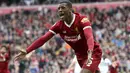 Ekspresi pemain Liverpool, Georginio Wijnaldum saat melawan Stoke City pada lanjutan Premier League di Anfield, Liverpool, (28/4/2018). Liverpool hanya bermain imbang 0-0 melawan Stoke City. (Martin Rickett/PA via AP)