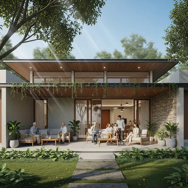 Desain Rumah Untuk Generasi Sandwich yang Ingin Hidup Lebih Tenang (AI Generated)