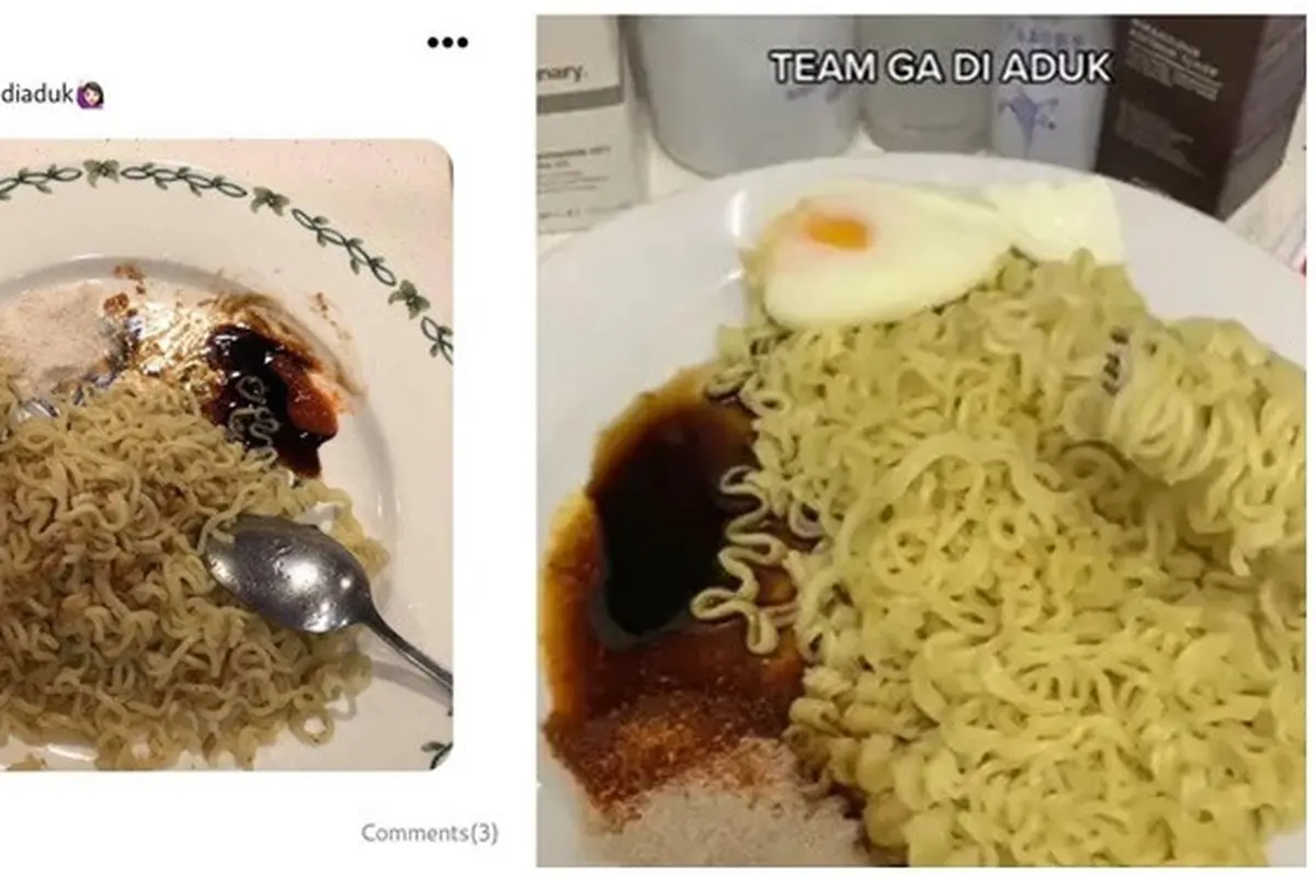 6 Potret Makan Mi Goreng Tidak Diaduk Ini Nyeleneh