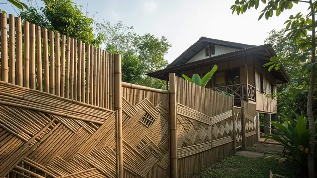 Model Pagar dari Bambu Anyam yang Estetik