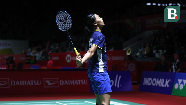 Foto: Ekspresi Putri KW Setelah Kalah 2 Gim Langsung dari Natsuki Nidaira di Indonesia Masters 2024