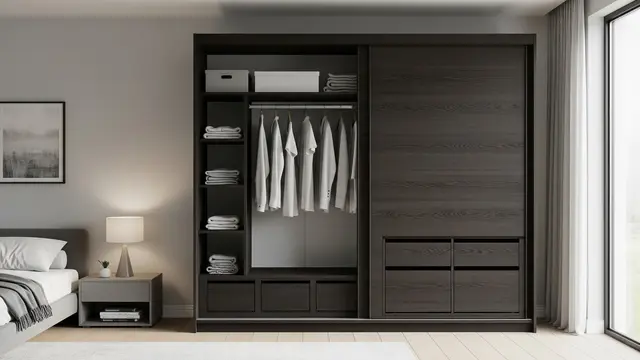 Model Lemari Pakaian Pintu Geser dari Papan