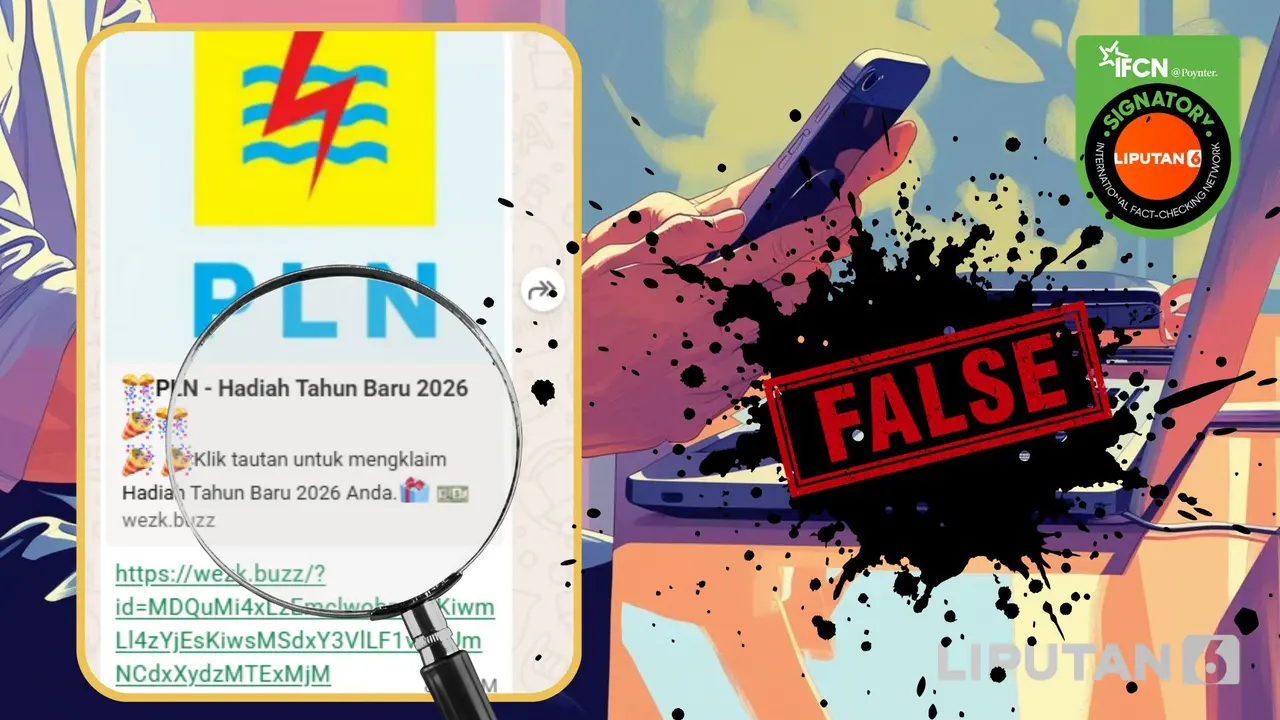 Tangkapan layar klaim link hadiah PLN Tahun Baru 2026