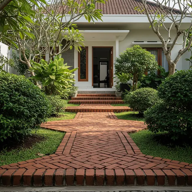Ide Jalur Setapak Kebun agar Tidak Becek Saat Musim Hujan (AI)