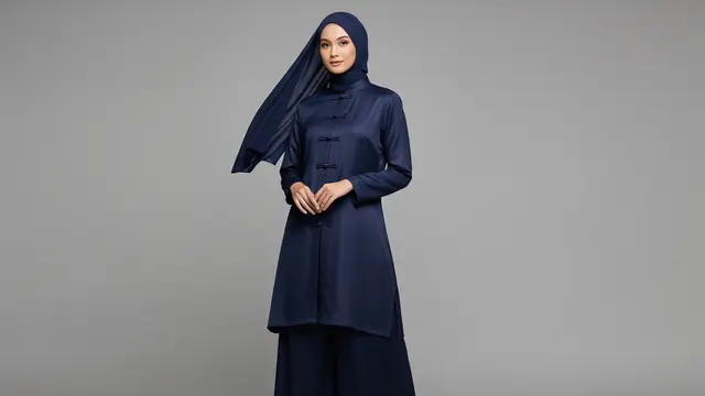 Cheongsam Tunik Panjang dan Celana Palazzo