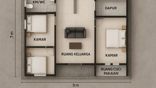 Denah Pondasi Simetris Tengah (Foto: ChatGPT)