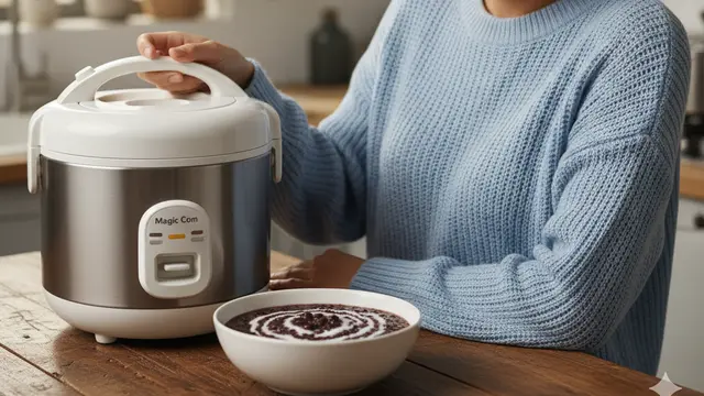 Persiapan Memasak Bubur Ketan Hitam di Magic Com