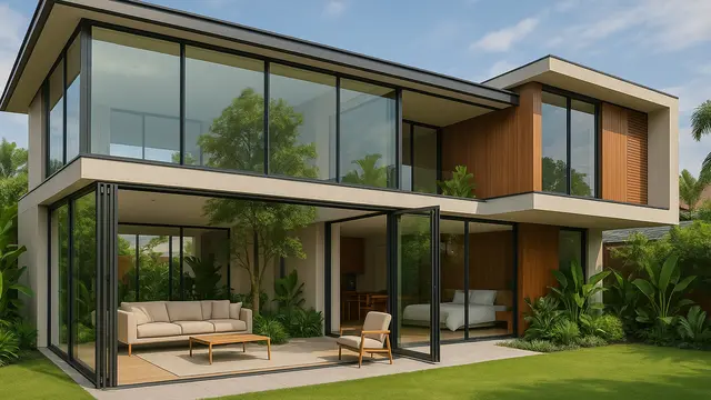 Desain Rumah Minimalis Mewah 2025 Dengan Fasad Full Glass/Ilustrasi gambar oleh AI