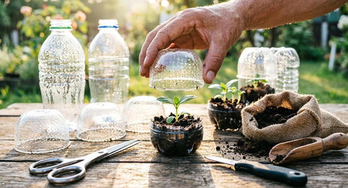 Cara Membuat Rumah Bibit Mini dari Botol Bekas (AI Generated)