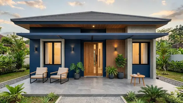 Warna Cat Teras Rumah Minimalis Modern Anti Noda Hujan