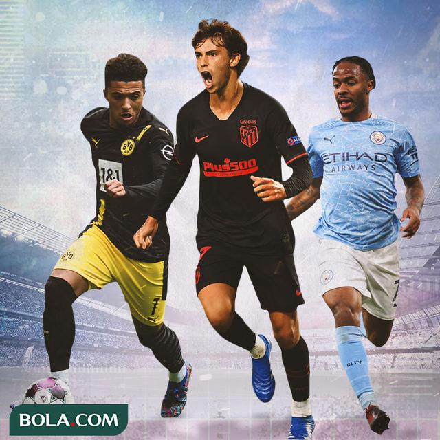 Ilustrasi - Jadon Sancho, Joao Felix, Raheem Sterling