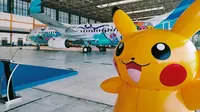 Merasakan Nuansa Penerbangan Ceria Lewat Pesawat Garuda Pikachu Jet GA1.&nbsp; (Liputan6.com/Henry)