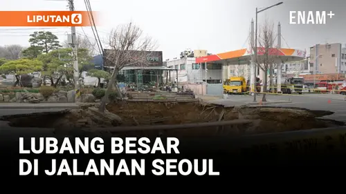 VIDEO: Sepeda Motor Jatuh ke dalam Lubang Besar di Seoul, Pengendara Tewas