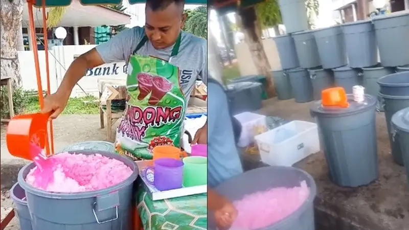 Viral Video Jualan Es Bandong Away, Laris Manis Sampai Puluhan Ember