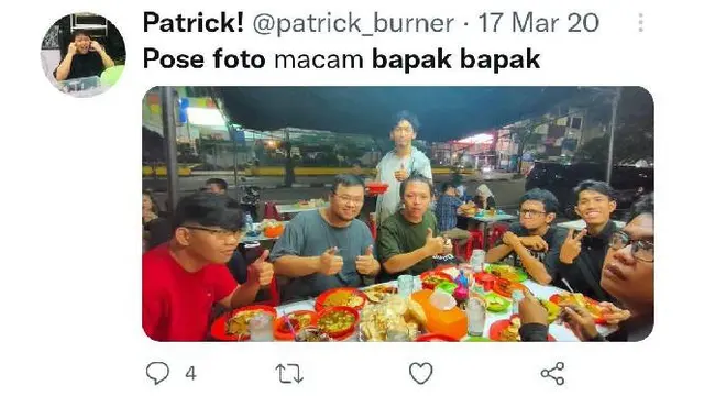Cuitan  akun Twitter @patrick_burner
