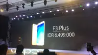 Oppo F3 Plus akan tersedia di Indonesia mulai 1 April 2017 dengan harga Rp 6,5 juta. Liputan6.com/ Jeko Iqbal Reza