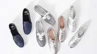 Keds berkolaborasi dengan Kate Spade untuk meluncurkan koleksi Double DeckerGlitter, Champion Leather, dan Champion Glitter di Tahun Baru. Sumber foto: Metrox Group.