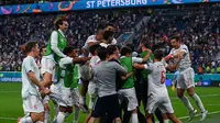 Pertandingan perdana Perempatfinal Euro 2020 dimenangkan oleh Spanyol usai takhlukkan Swiss hingga babak tambahan adu pinalti. Spanyol yang unggul jumlah pemain di babak kedua tak mampu mengakhiri pertandingan di babak reguler dan babak tambahan dua kali 15 menit. (Foto: AFP/Pool/Kirill Kudryavtsev)