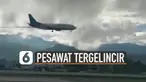 Sesaat sebelum mendarat, pesawat tampak miring dan keluar asap di sayap bagian kiri.