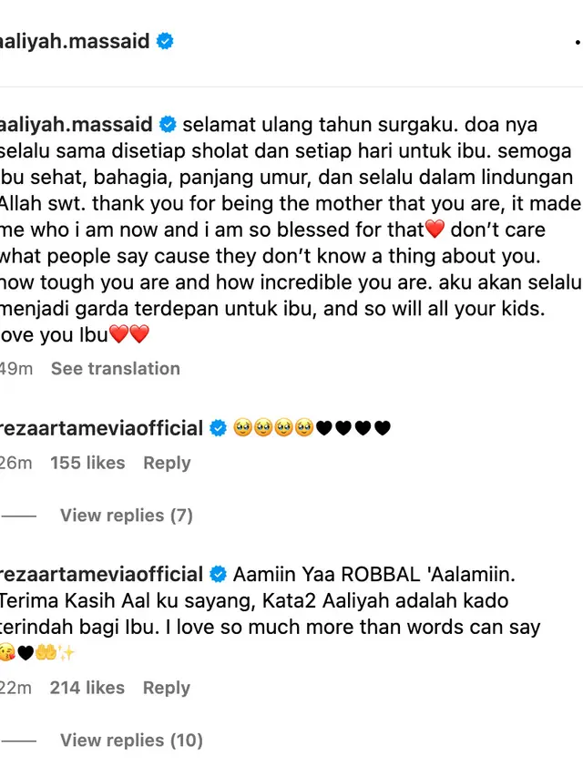 Unggahan Aaliyah Massaid. (Foto: Dok. Instagram @aaliyah.massaid)