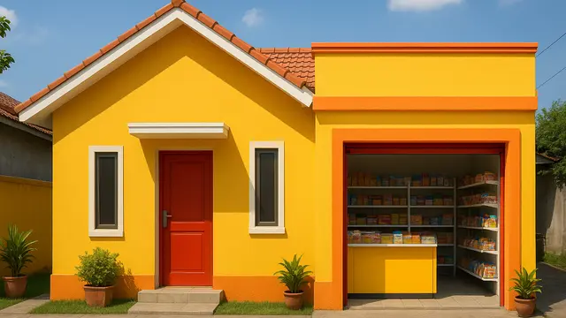 Rumah Tipe 21 dengan Toko di Depannya (created by AI)