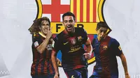 Barcelona - Carles Puyol, Xavi, Sylvinho (Bola.com/Adreanus Titus)