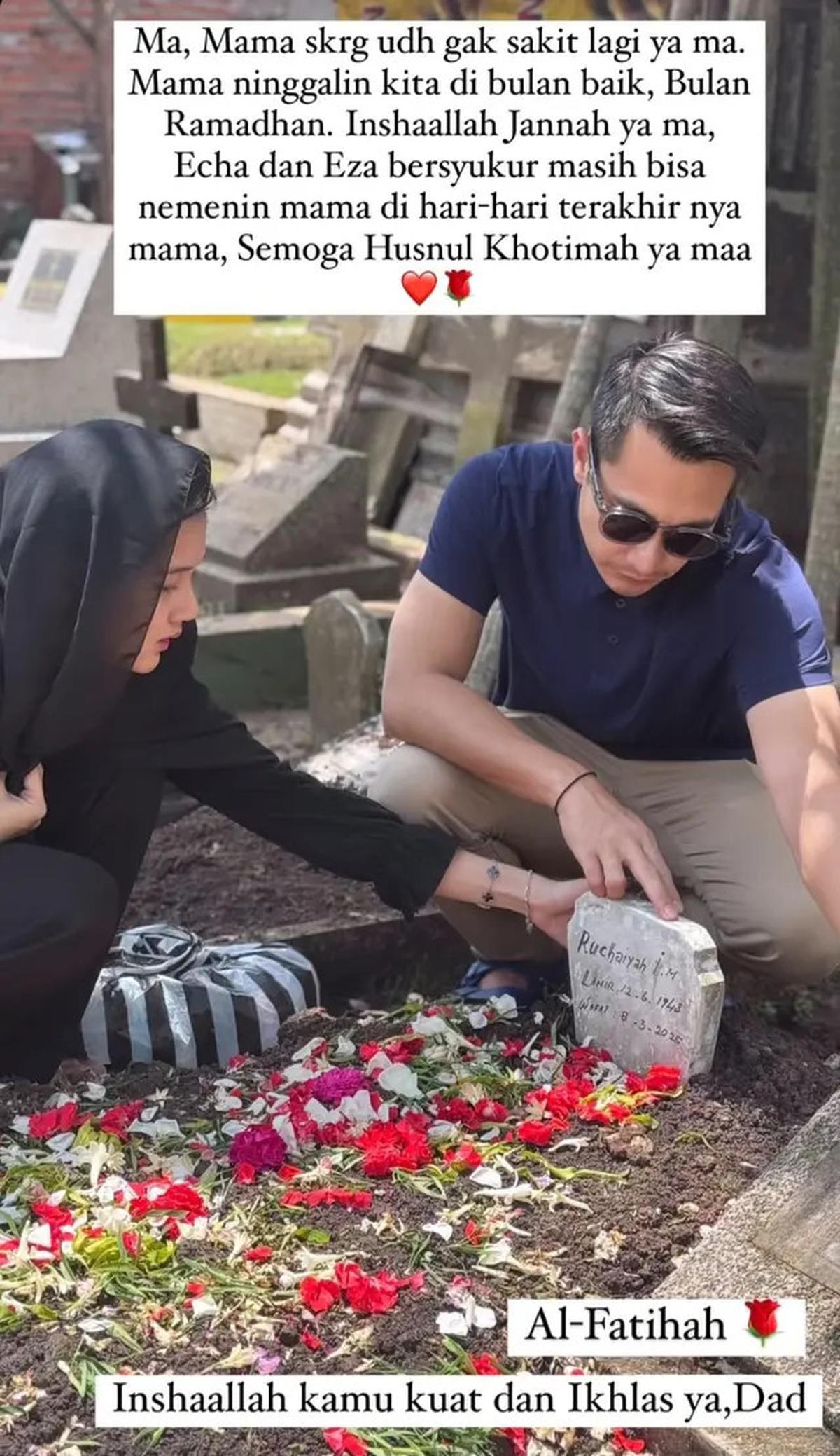 Istri Eza Gionino Bersuara Setelah Ibu Mertua Dimakamkan: Mama Sekarang Sudah Tidak Sakit Lagi