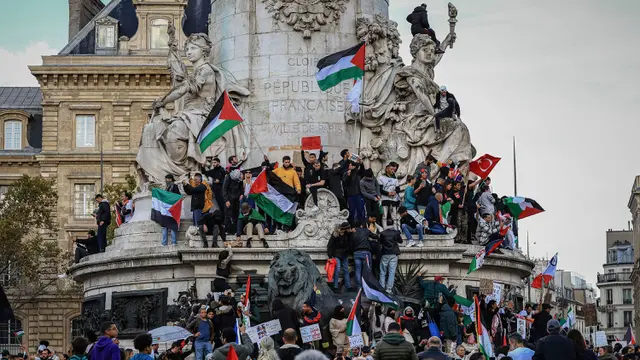 Aksi Dukung Palestina, Ribuan Warga Prancis Turun ke Jalan